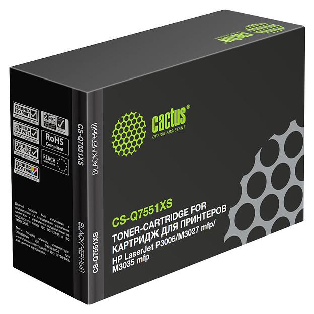 Картридж лазерный Cactus CS-Q7551XS Q7551X черный (13000стр.) для HP LJ P3005/M3027/M3035 фото 1