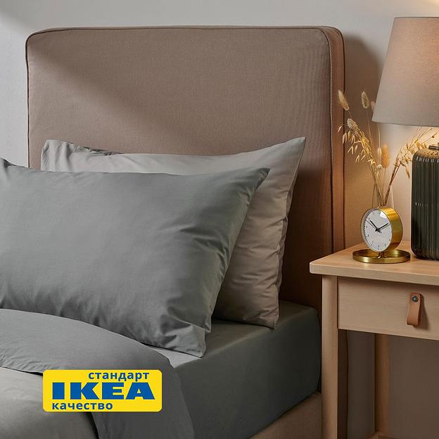 Простыня на резинке УЛЬВИДОРО (ИКЕА УЛЛЬВИДЕ) 160x200, серый, поплин KL-30336954 фото 2