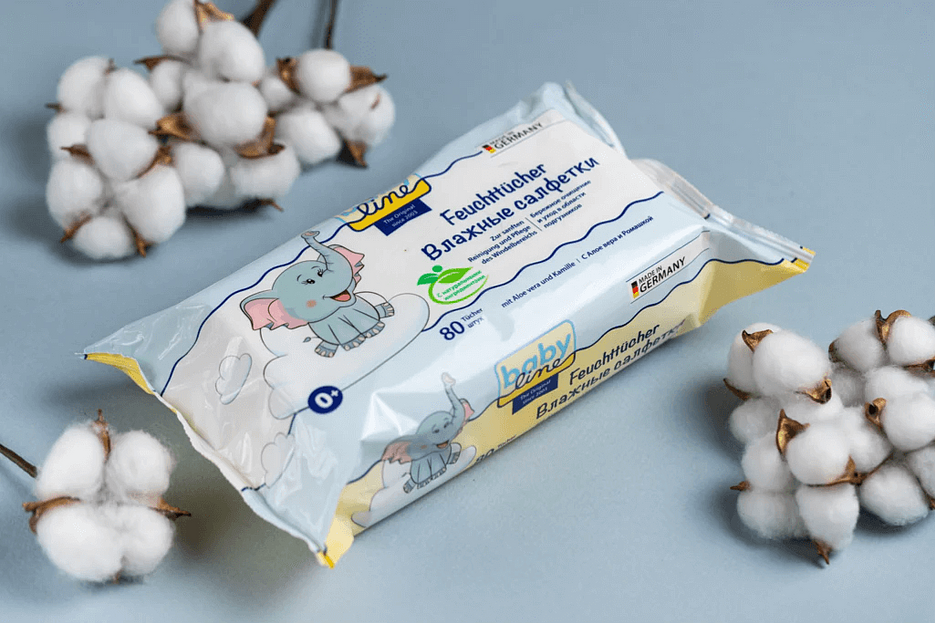 Набор влажных салфеток Babyline с алоэ вера и ромашкой 80+80 шт ОПТ фото 4
