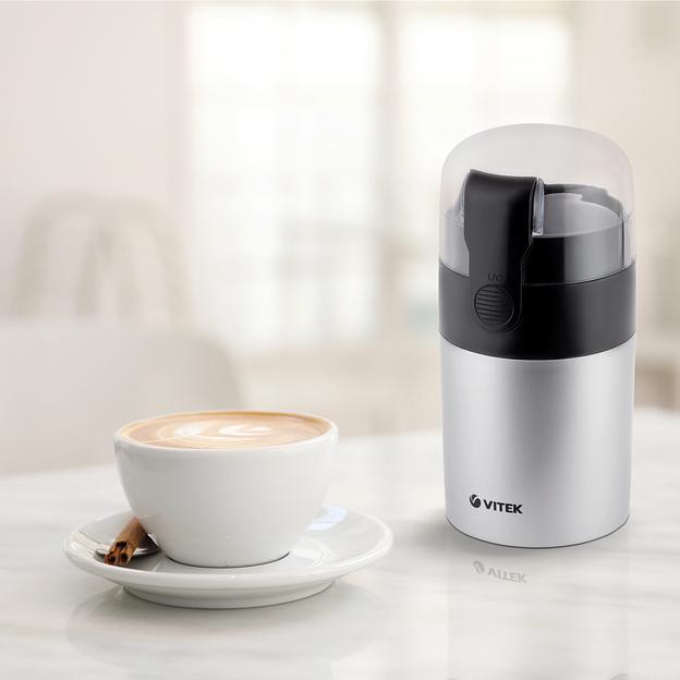 Кофемолка Vitek VT-1540 SR 120Вт сист.помол.:ротац.нож вместим.:40гр серебристый фото 6