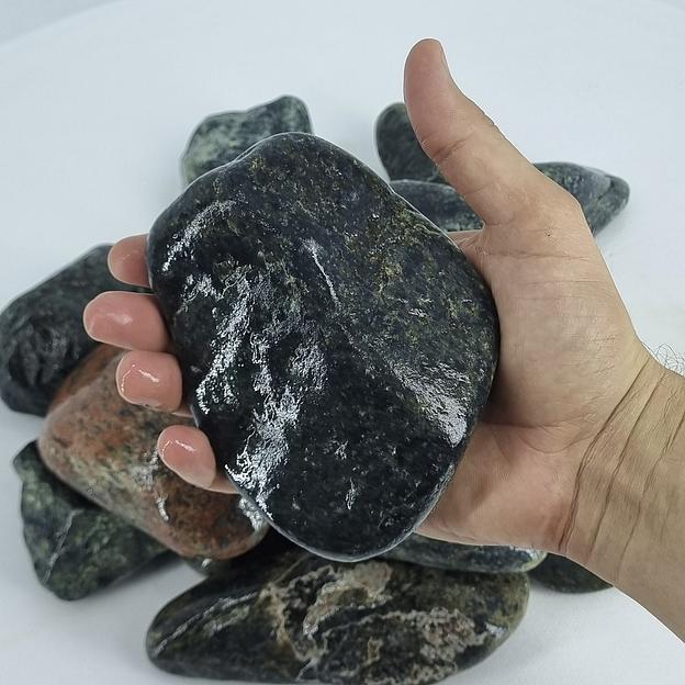 Премиум камни для бани и сауны Нефрит шлифованный 60-120 мм фото 1