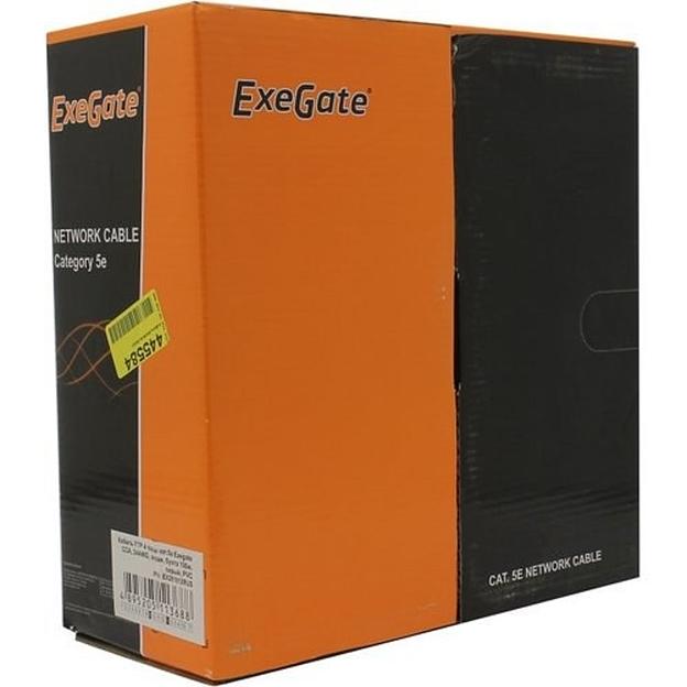Exegate EX281812RUS Кабель Exegate FUTP4-C5e-CCA-S24-IN-PVC-GY-100 FTP 4 пары кат.5e CCA, 24AWG, экран, бухта 100м, серый, PVC фото 1