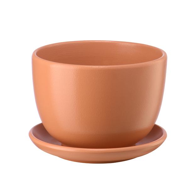 Керамический горшок "Бутон" с подставкой, 0,5 л., Д130 Ш130 В90, персиковый фото 1