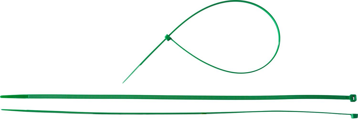 ЗУБР КС-З1, 4.8 x 400 мм, нейлон РА66, 100 шт, зеленые, кабельные стяжки, Профессионал (309060-48-400) фото 1