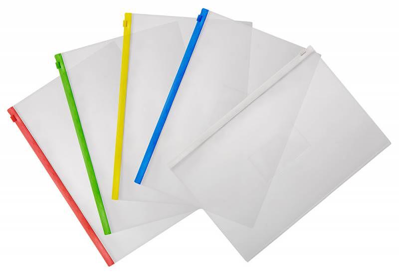 Папка на молнии ZIP Бюрократ -BPM4AWT A4+ полипропилен 0.15мм карм.для визит. цвет молнии белый фото 3