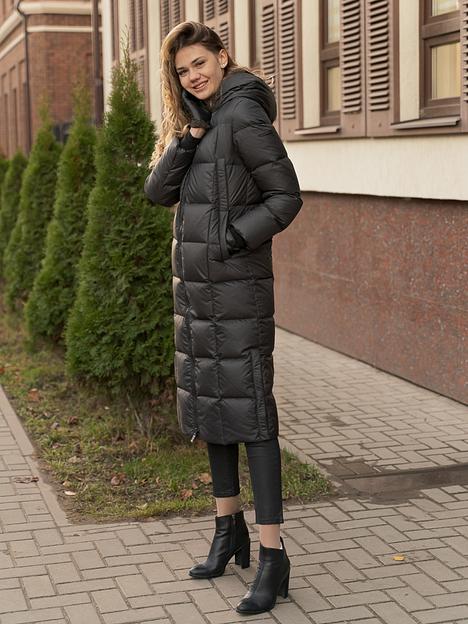 Пуховик женский удлиненный  Катания, графит, опт фото 3