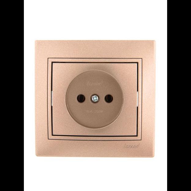 Розетка 1-м СП Mira 16А IP20 без заземл. со вставкой керамика свет. корич. перламутр. LEZARD 701-313 фото 1