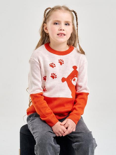 Джемпер «Мишка» терракотовый, для девочек ОПТ фото 4