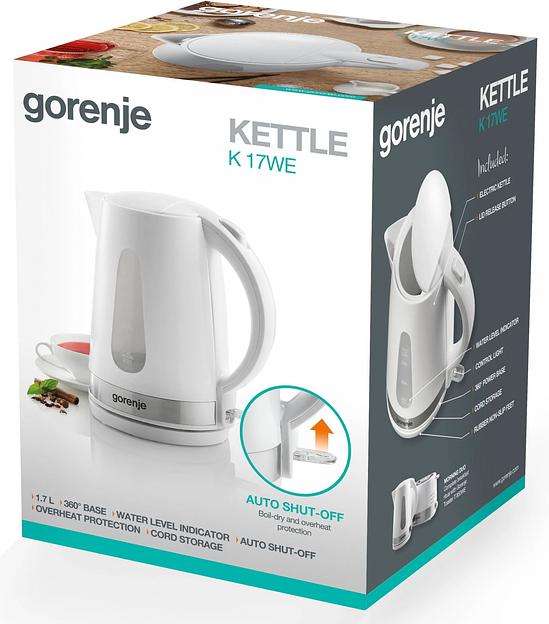 Чайник электрический Gorenje K17WE белый фото 5