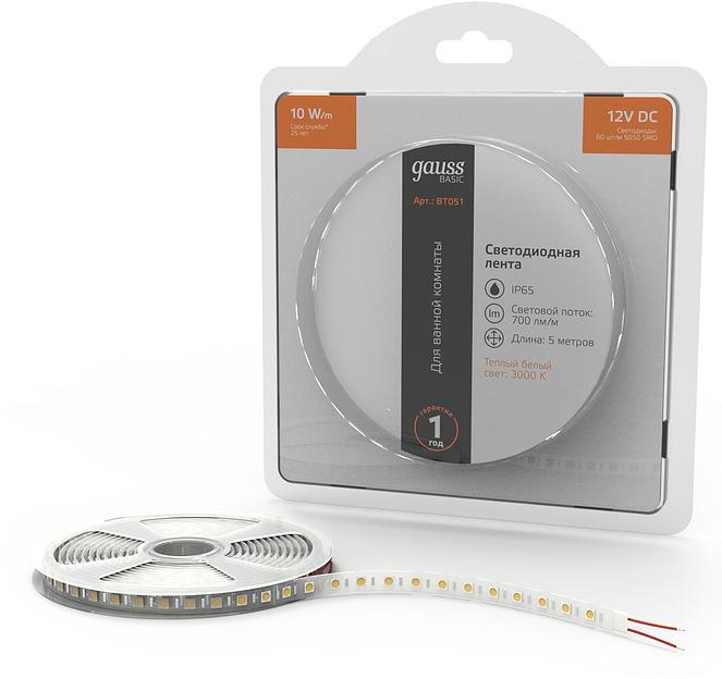 Лента светодиод. Gauss Basic 5м (BT051) фото 2