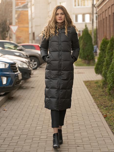 Пуховик женский удлиненный  Катания, графит, опт фото 2