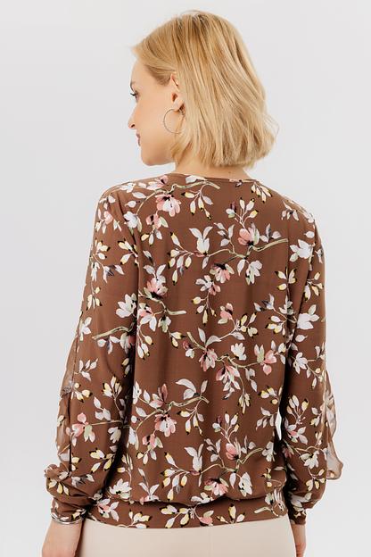 Блузка женская  7023-94/01/Коричневый, розовый  фото 2