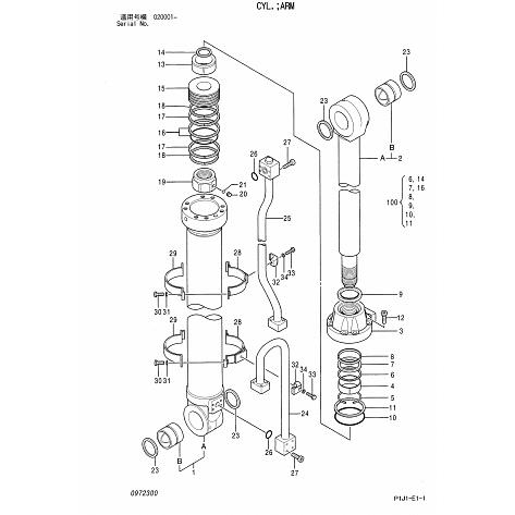 Ремкомплект гидроцилиндра рукояти HITACHI ZX450-3 фото 3