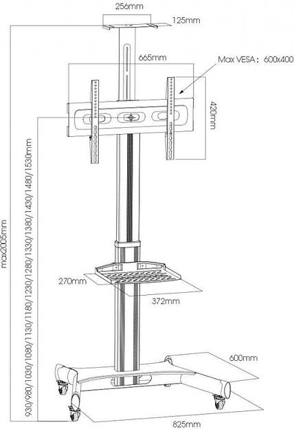 Подставка для телевизора Arm Media PT-STAND-11 черный 32"-65" макс.40кг напольный фиксированный фото 2