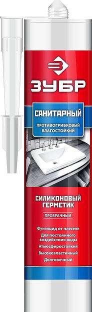 ЗУБР 280 мл, прозрачный, санитарный силиконовый герметик (41235-2) фото 1