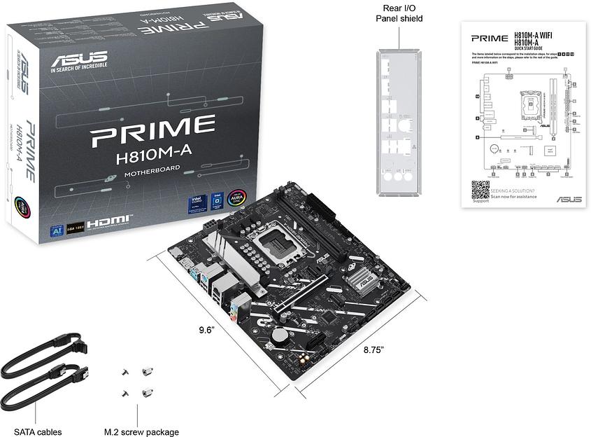 Материнская плана ASUS PRIME PRIME H810M-A-CSM, LGA1700, B810, 2*DDR5, 4*SATA, 2*M.2, 2*USB 3.2, 4*USB 2.0, 1*PCIx16, 1*PCIx1, HDMI+DP, mATX; 90MB1KK0-M0EAYC фото 7
