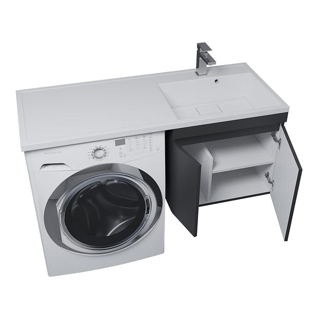 Тумба под стиральную машину Uperwood Magenta, 50 см, подвесная, черная, с дверцами фото 2