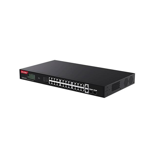 IP-COM G1128P-24-410W Коммутатор неуправляемый PoE, 28 портов, 26x1 Гбит/с, SFP 2x1 Гбит/с, PoE 24x30 Вт (до 370 Вт) фото 1