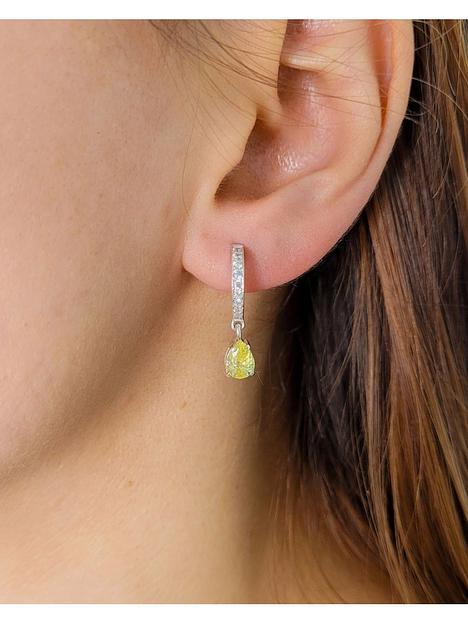 Серьги серебряные с желтым фианитом фото 1