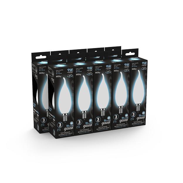 Лампа светодиодная Gauss Filament 104201209 9Вт цок.:E14 свеча 220B 4100K св.свеч.бел.нейт. (упак.:10шт) фото 4