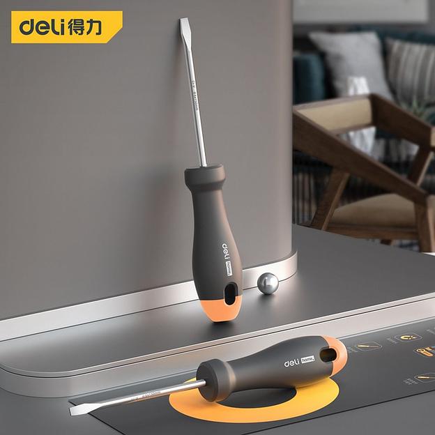 Шлицевая отвёртка "Home Series Gray" Deli HT1106C 6x150мм Эксклюзивный дизайн. Рукоятка из высококачественного софттач пластика фото 2