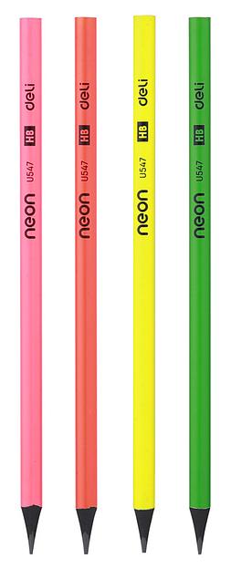 Карандаш чернографит. Deli EU54700-1 HB трехгран. пластик ластик корпус ассорти коробка (1шт) фото 2