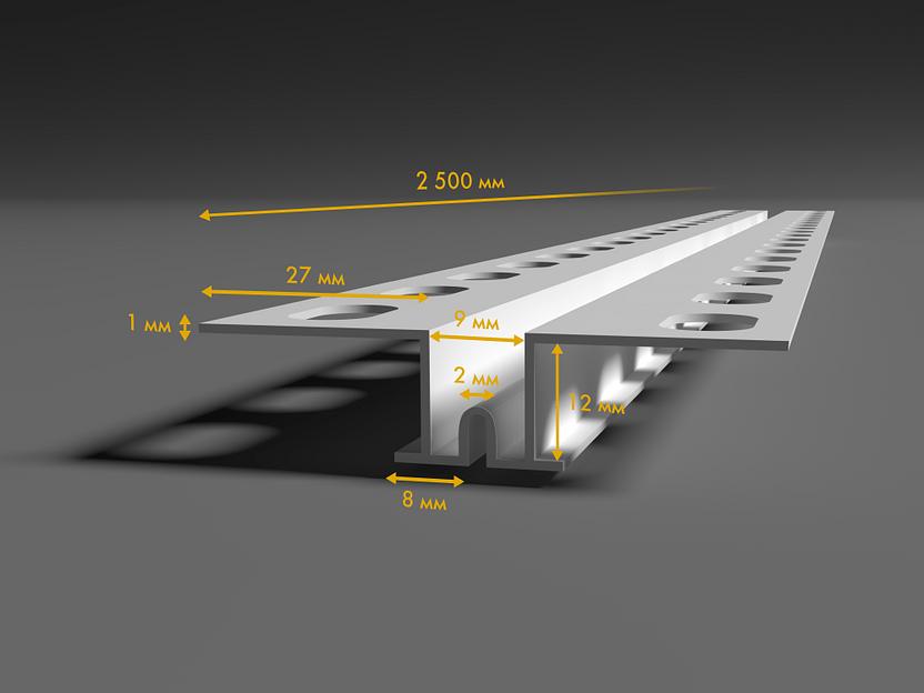 Деформационный профиль оконный ПВХ Е-образный, без сетки ProfiGips 2,5 м ОПТ фото 3