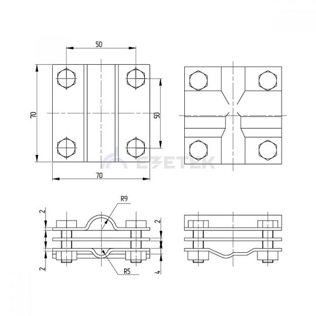 Зажим заземления стержень - полоса/пруток крестообразный, латунь фото 2