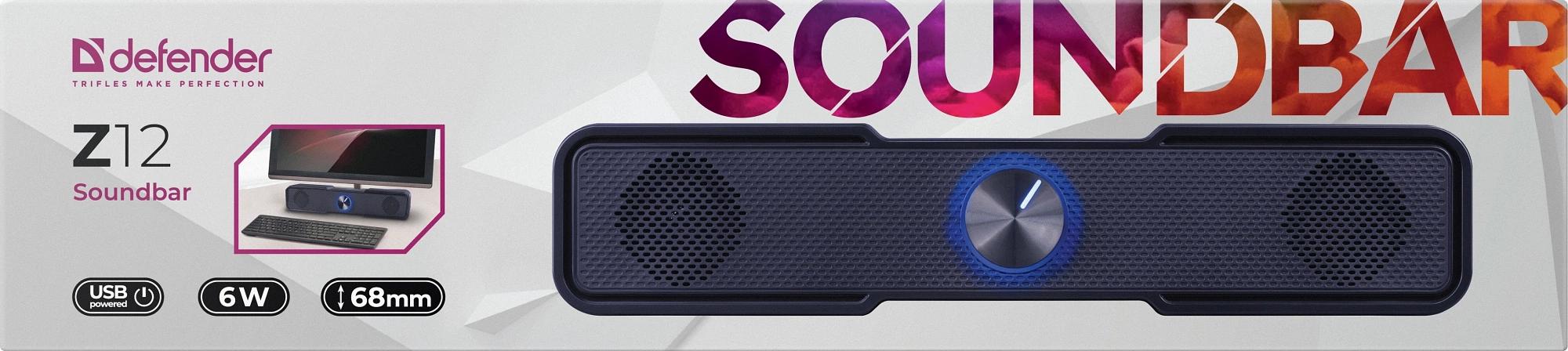Саундбар Defender Z12 2.0 черный 6Вт фото 7