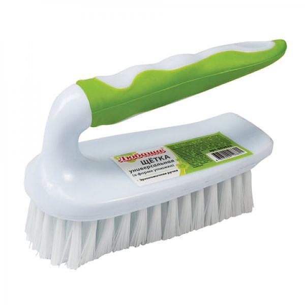 Щетка универсальная ЛЮБАША "Утюжок", 8,5х6,5х15 см, жесткий ворс, ручка с ПВХ-покрытием, 603632 фото 1