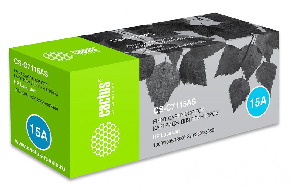 Картридж лазерный Cactus CS-C7115AS C7115A черный (2500стр.) для HP LJ 1000/1005/1200 фото 1