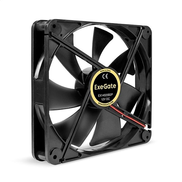 Exegate EX295249RUS Вентилятор 12В DC ExeGate EX14025B2P (140x140x25 мм, 2-Ball (двойной шарикоподшипник), 2pin, 1250RPM, 24,5dBA) фото 1