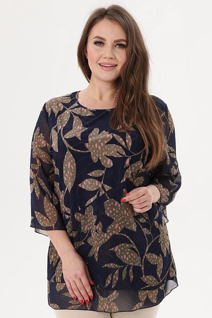 Туника женская  7024-23/02/Темно-синий, розовый  фото 1