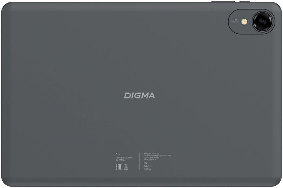Планшет Digma K10 T606 (1.6) 8C RAM4Gb ROM64Gb 10.1" IPS 1280x800 LTE Android 14 серый 5Mpix 2Mpix BT GPS WiFi Touch microSD 256Gb 5000mAh фото 2