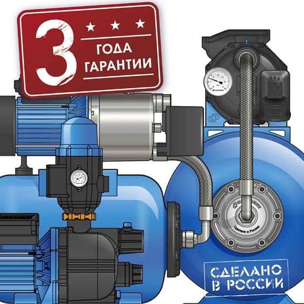 Садовый насос поверхностный Джилекс Джамбо 70/50 П-24 1100Вт 4200л/час (в компл.:Реле давления РДМ-5, гидроаккумулятор 24 литра) фото 2
