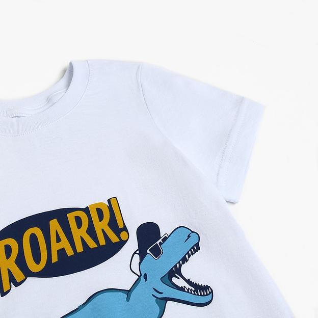 Комплект (футболка, шорты) для мальчика Let's go, рост 116-122 см белый, голубой ОПТ фото 5