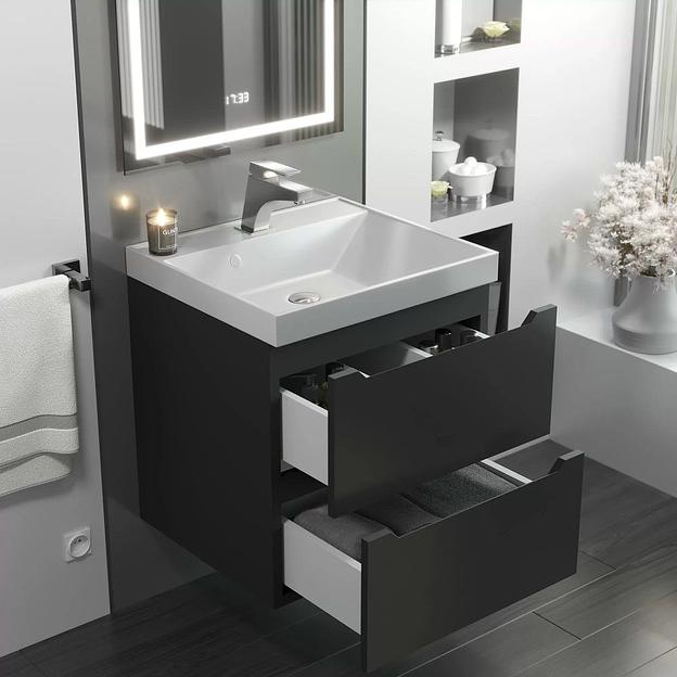 Тумба под раковину для ванной Uperwood Tanos 50 см, подвесная, черная матовая фото 2