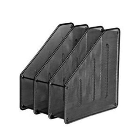 Лоток для документов вертикальный, А4, 3 отделения, из перфор. металла, черный, Forofis фото 1