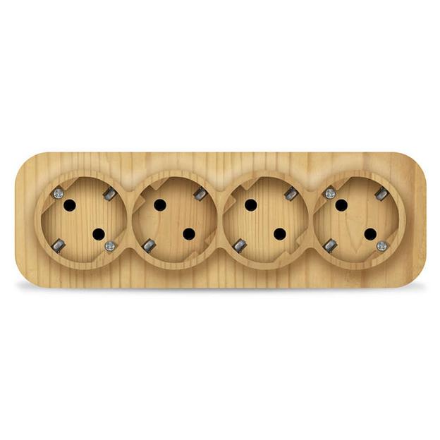 Розетка 4-м ОП 16А IP20 с заземл. сосна IONICH 1457 фото 1