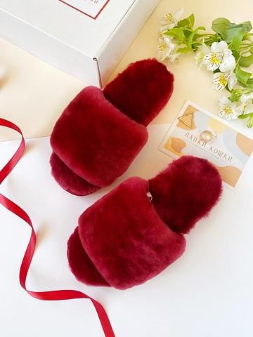 Женские меховые тапочки с цельной шлейкой фото 6