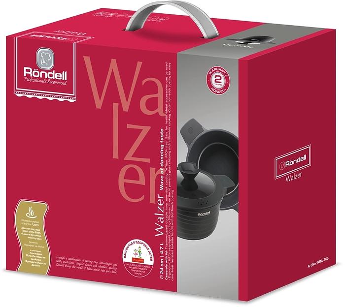 Кастрюля Rondell Walzer RDA-766 4.7л. d=24см (с крышкой) черный фото 6
