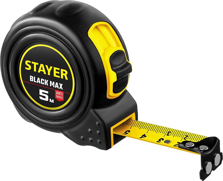 STAYER BlackMax, 5 м х 19 мм, рулетка с двумя фиксаторами, Professional (3410-05) фото 1