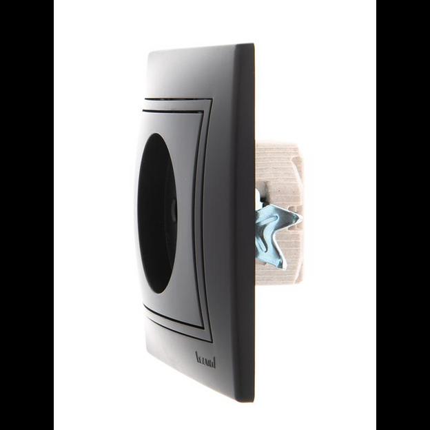 Розетка 1-м СП Mira 16А IP20 без заземл. со вставкой керамика черн. бархат LEZARD 701-4242-121 фото 3