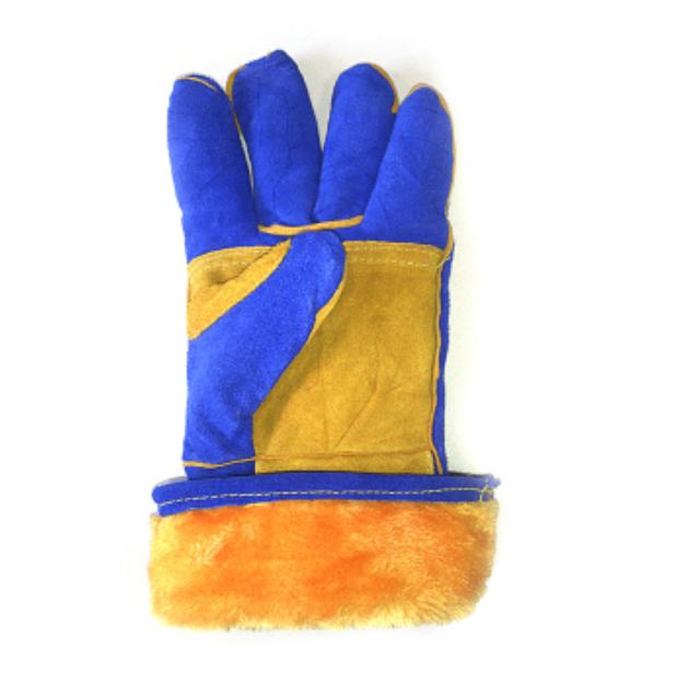 Спилковые краги сварочные синие на меху «мутон» ОПТ фото 1