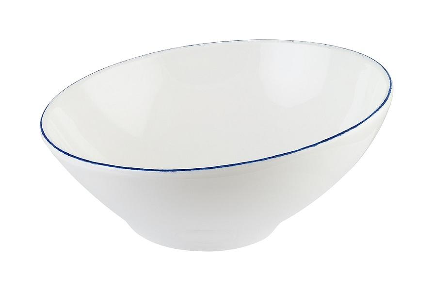 Соусник 60 мл. d=80 мм. h=30/46 мм. скошенный край Ретро синий край, форма Ванто /1/24/ фото 1