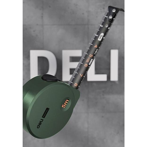 Измерительный и разметочный инструмент Deli Рулетка Home Series Green HT8519L 5м х 19мм, эксклюзивный дизайн, корпус - высококачественный софттач пластик фото 4