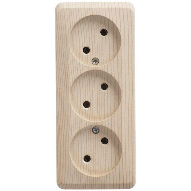 Розетка 3-м ОП Этюд 16А IP20 250В без заземл. без защ. шторок сосна SE PA16-009D фото 1