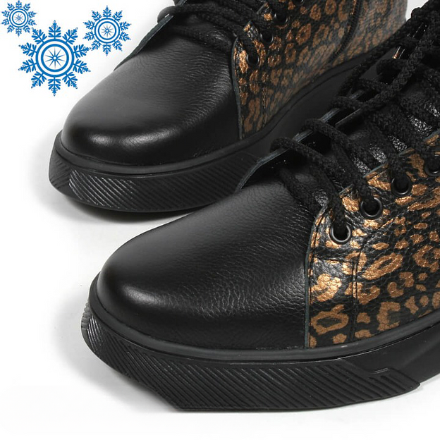 Зимние ботинки TAIS на шнурках с молнией, арт.MT238-2-Ш чёрно-золотой ОПТ фото 6