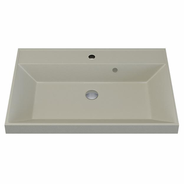 Раковина кварцевая для ванной комнаты Uperwood Classic Quartz 70 см, бежевая матовая, лён фото 5