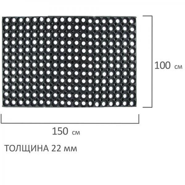 Коврик входной резиновый грязесборный ячеистый, 100х150 см, толщина 22 мм, LAIMA EXPERT, 607815 фото 3